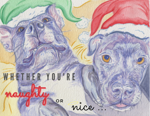 NEW! Holiday Cards "Naughty or Nice" 5x7 in. folded cards
